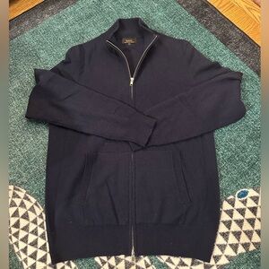 Quince Navy Zip Up Sweater